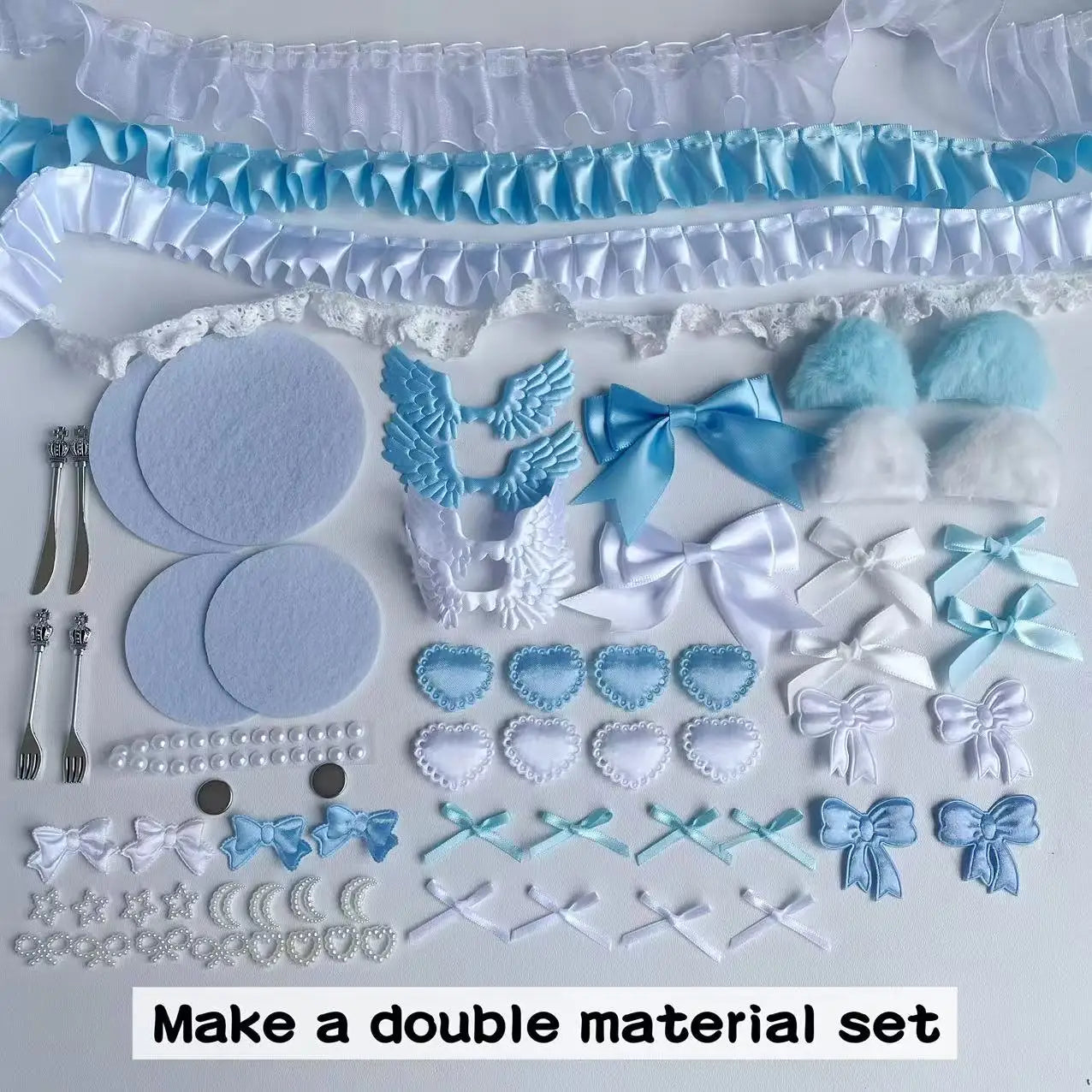 Bar chirp color material pack set collection girly pink bow lace accessories pain bag support accessories