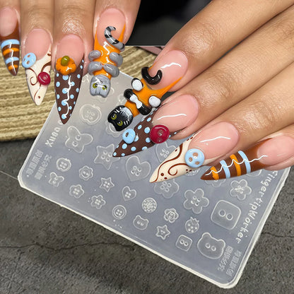 3D Buttons Nail Art Mold Silicone Cute Nail Charms Tool Women DIY Manicure Multi Shapes Button Small Model Resin Buckle Suppl
