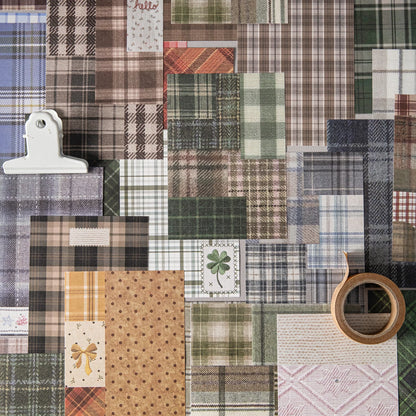 50pcs creative plaid Decor Scrapbook Vintage Material Paper Kit DIY Junk Journal Collage Photo Album Retro Background paper ﻿