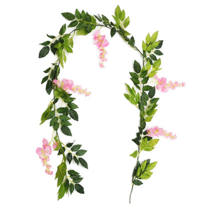 7ft 2m Flower String Artificial Wisteria Vine Garland Plants Foliage Outdoor Home Trailing Flower Fake Flower Hanging Wall De