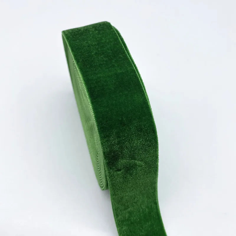 New 6-38mm Colour Single Face Line Velvet Ribbon for Bowknot Christmas Ribbon Party Decorations - 06 / 25mm (5Yards )
