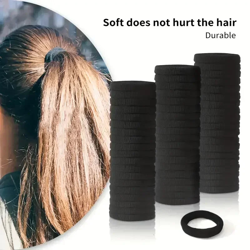 High Elastic Hair Bands for Women Girls Black Basic Hair Tie Headband Simple Ponytail Holder Headwear Hair Accessories