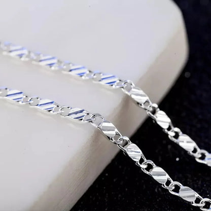 Fashion 18k Gold Necklace 2MM 16/18/20/22/24/26/28/30 Inch Side Chain Necklace For Women Men Jewelry 925 Silver Necklace - Si