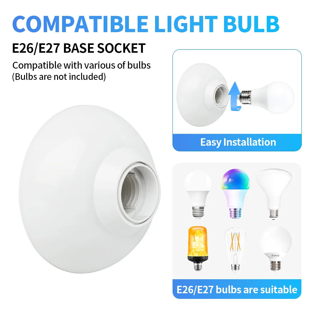 DIY E27 LED Light Bulb Holder Round Socket Base，850°fireproog Hanging Lamp Socket Base Industrial Ceiling Wall Light Base Hol