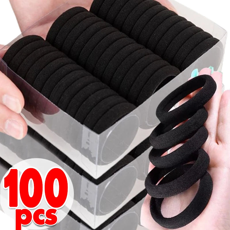 High Elastic Hair Bands for Women Girls Black Basic Hair Tie Headband Simple Ponytail Holder Headwear Hair Accessories