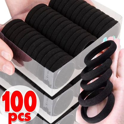 High Elastic Hair Bands for Women Girls Black Basic Hair Tie Headband Simple Ponytail Holder Headwear Hair Accessories
