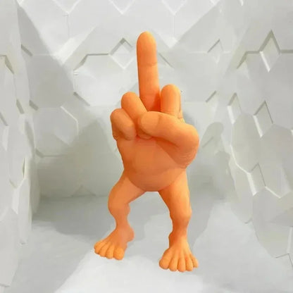 Middle Finger Figure With Legs Office Desk Resin Ornaments Creative Funny Middle Finger Desktop Decoration - orange