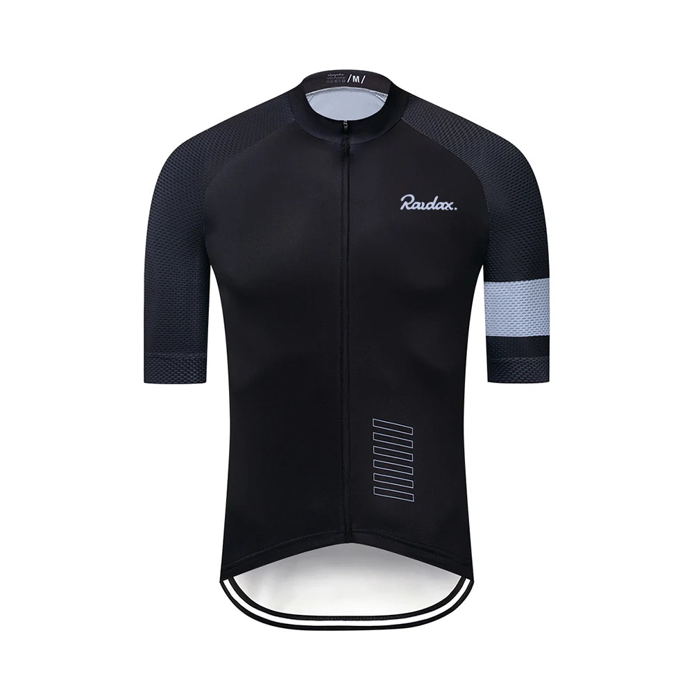 Men Cycling Jersey Raudax Classic Black Cycling Racing Tops Short Sleeve Cyclist Clothes Shirt Maillot Summer Bicycle Bike We