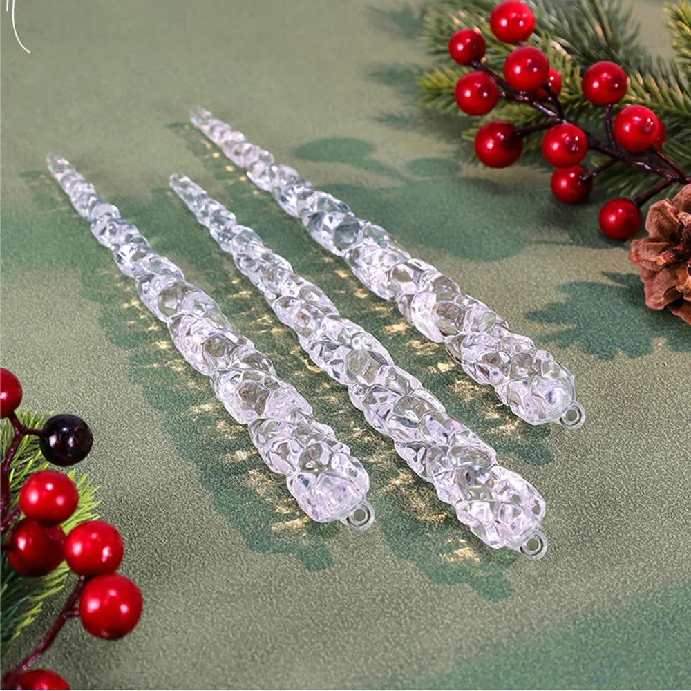 24 pieces of creative Christmas acrylic simulated icicles Christmas tree hanging decorations, suitable for Christmas home dec