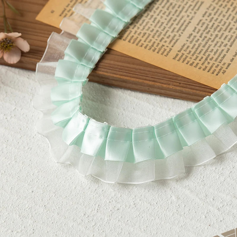 2meters High Quality 2024 Pleated Lace Ribbon Trimming For Party Dress Decorative Clothing Diy Crafts Supplies Needlework Fab