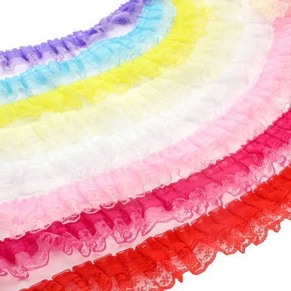 2 Yards/bag Solid Color Lace Wrinkle Lace Wedding Satin Ribbon Knot DIY Fabric Ribbons for Crafts Accessories and Materials S