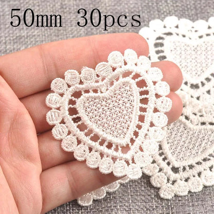 Flower White Lace Applique Mesh Trim For Sew On Guipure Fabric Wedding Supplies Home Decoration - 50mm 30pcs