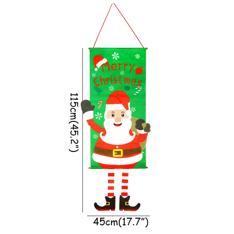 Merry Christmas Hanging Flag Porch Door Banner Santa Claus Snowman for Home Ornaments Door Decoration Supplies New Year Decor