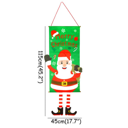 Merry Christmas Hanging Flag Porch Door Banner Santa Claus Snowman for Home Ornaments Door Decoration Supplies New Year Decor