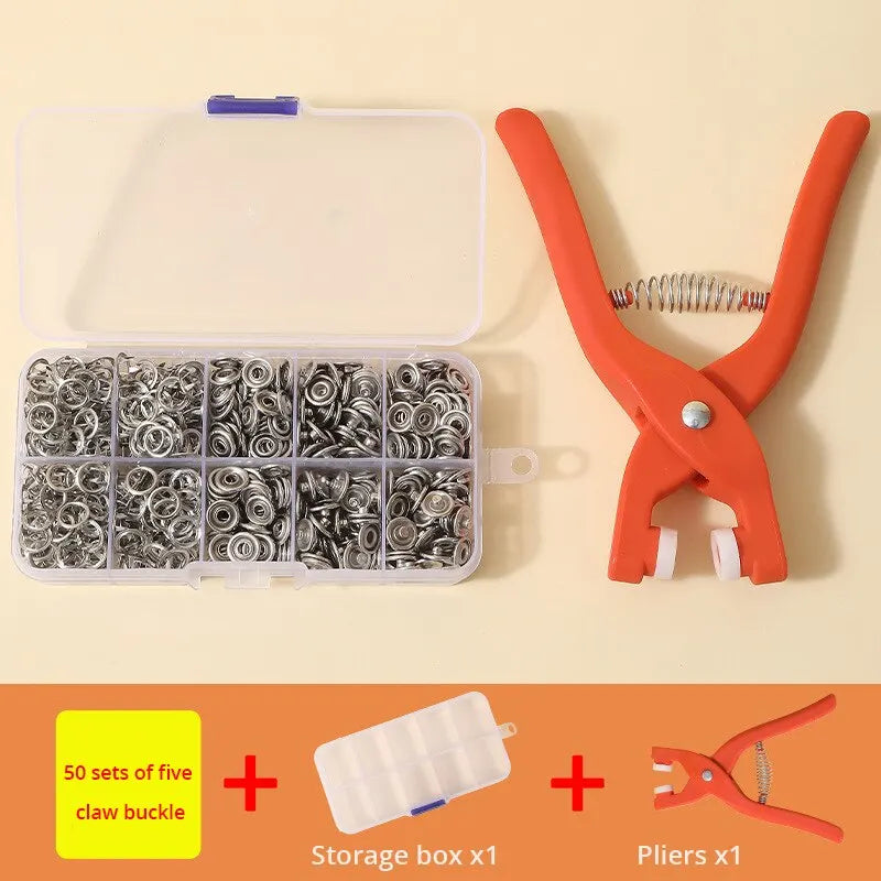 Snap Button Kit With Hand Pressure Pliers 50pcs Snaps , Metal Snaps For Sewing, Sewing Snaps For DIY Crafts Clothes Hats - 50