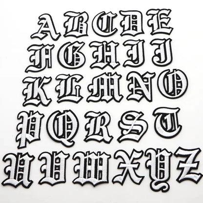 New 1PC Gothic Alphabet Embroidery Patches Iron On Letter Patch A-Z Patch Embroidered Patch Sew On Patches For Clothing Name 
