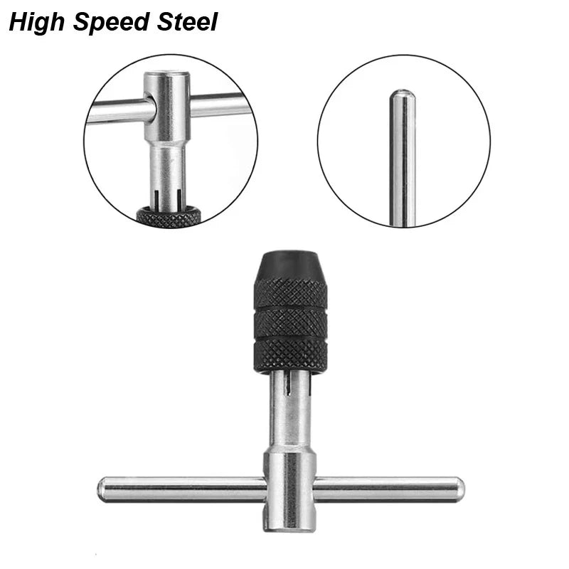 T-Handle Wrench M3 M4 M5 M6 M8 Hand Tap Reamer Thread Tapping Tool Set Adjustable Machine Screw Thread Tapping Drill Bit
