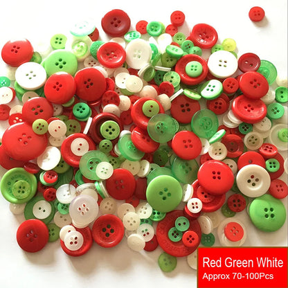 50g/Pack Mix Size Mix color Resin Button 1-3cm Sewing Buttons For Scrapbook Crafts DIY Handmade Sewing Accessories - Red Gree