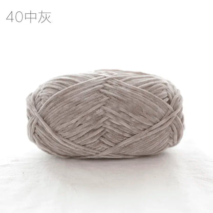 Pear Lustre Chenille Yarn 148Meters/Skein 2mm Thin Pleuche Wool Rope for Hand Crochet Dolls Shoes Materials - 40 medium ash