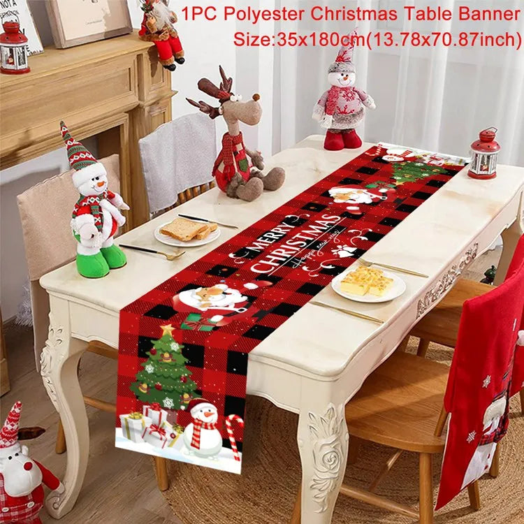 Christmas Table Runner Merry Christmas Decoration for Home Xmas Party Decor 2025 Navidad Notal Noel Ornament Happy New Year 2