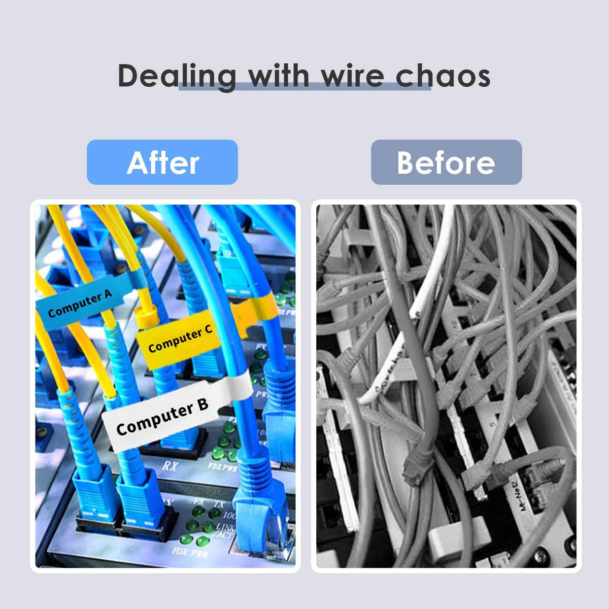240 Pcs Cable Labels Tags for Cable Management Colorful Waterproof Cord Labels Tags for Wire Labels Self Adhesive Tear Resist