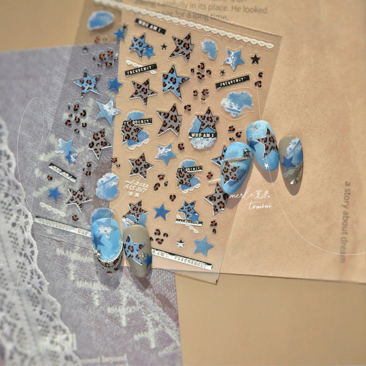 Gold Silver Metal Nail Stickers Dark Retro High-end Cross Nail Art Accessories Sticker Back Blue Nails 3D Decorations Decals 