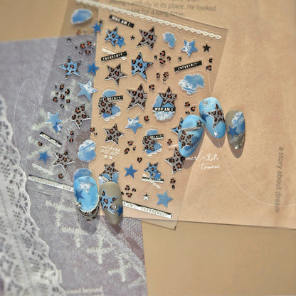 Gold Silver Metal Nail Stickers Dark Retro High-end Cross Nail Art Accessories Sticker Back Blue Nails 3D Decorations Decals 