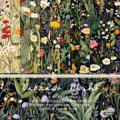 12 Sheet Scrapbooking Paper 15x15cm, Christmas Journal Planner Paper Pad Cardstock Backgrounds Card for DIY Art Craft Decorat