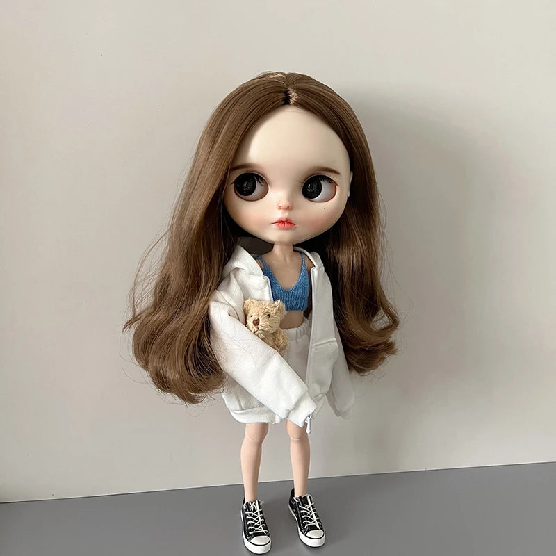 New Arrival Blythe Doll Clothes Sweater Sports Set Vest Shorts Zippered Hoodie Jacket for Blyth OB24 Pullip 1/6 Dolls Outfit