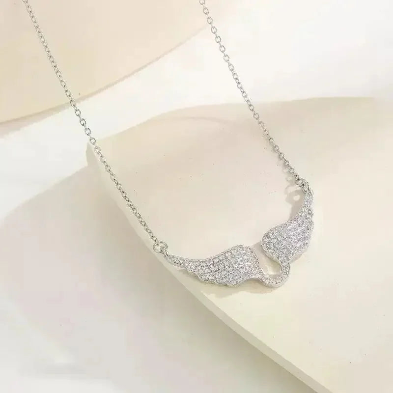 Vintage Silver Color Angel Wings Feather Choker Big Pendant Link Chains Statement Necklace for Women Wedding Tribal Gifts - x