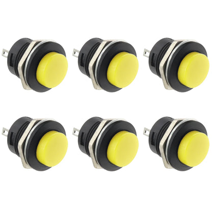6Pcs R13-507 Momentary Push Button 2 Pin Self-Resetting Mini No Lock Round SPST 1NO Switch 3A 250V AC/6A 125V AC Button Assor