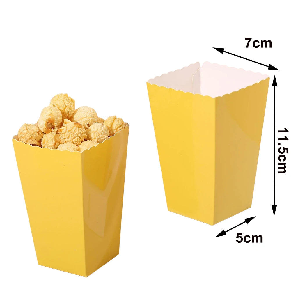 6/12/24 Solid Color Paper Food Trays Disposable Food Boat Black White Blue Yellow Popcorn Box Baby Showe Birthday Party Suppl