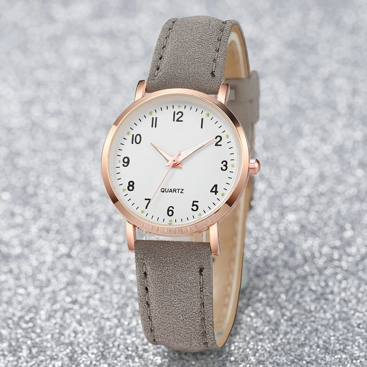 Fashion Women Watches Casual Arabic Dial Ladies Leather Band Quartz Watch Reloj Mujer Girls Clock Gift - Grey