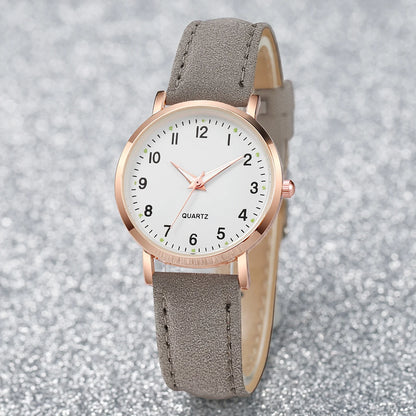 Fashion Women Watches Casual Arabic Dial Ladies Leather Band Quartz Watch Reloj Mujer Girls Clock Gift - Grey