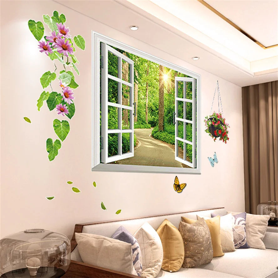 DIY Purple Lavender Living Room Wall Stickers Decor Self-adhesive Flowers Butterfly Wall Decals Mural Bedroom Home Decoration