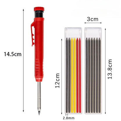 Woodworking Pencil Card and Refill Deep Hole Marking and Drawing with 2.8mm Reliable and Durable Lead for Carpenters Engineer