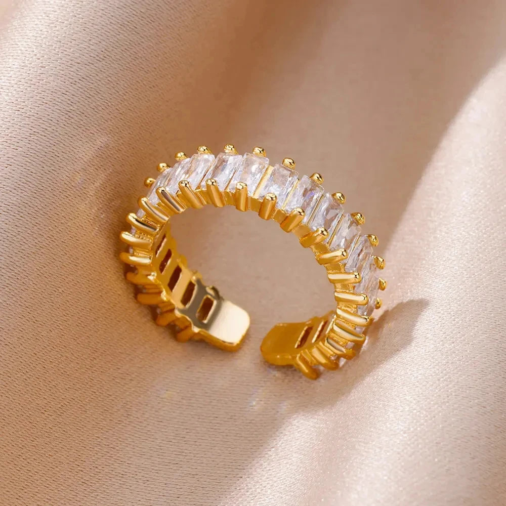 316L Stainless Steel Rings for Women Gold Color Never Fade Luxury Classic rings wedding couple rings Jewelry - A