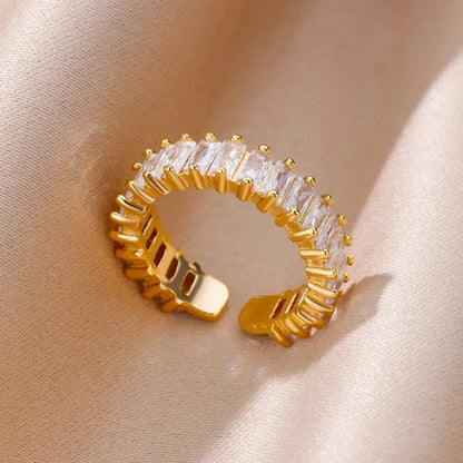 316L Stainless Steel Rings for Women Gold Color Never Fade Luxury Classic rings wedding couple rings Jewelry - A