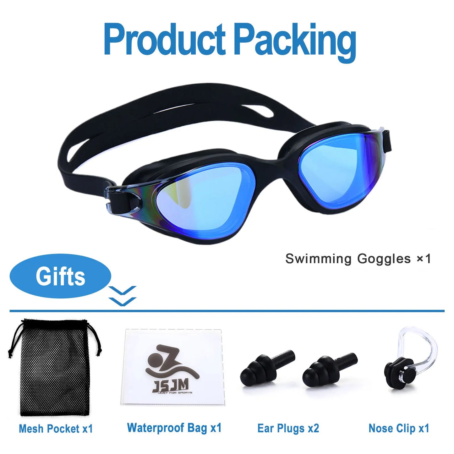 Unisex Adult Swimming Goggles – Anti-Fog Swim Glasses for Men & Women – Adjustable Silicone Waterproof Professional Swim Eyew