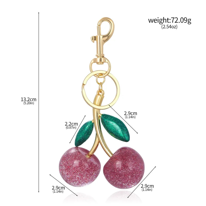 Trendy Red Cherry Pendant Keychain for Women Cute Bag Decorations Multifunctional Jewelry Car Key Accessories Charm Keyring G