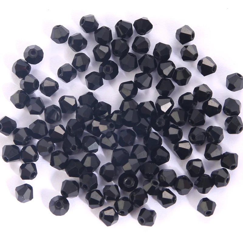 100Pcs 4MM Glass Bicone Shaped Beads Faceted Crystal Beads for Jewelry Making Bracelet Necklace Earrings DIY Beading