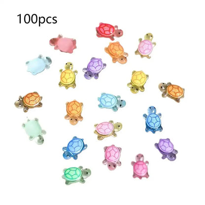 100Pcs Mini Resin Turtles Glow in The Night Turtle Miniatures Multi-Function Small Animals Figures for DIY Fairy Garden Decor