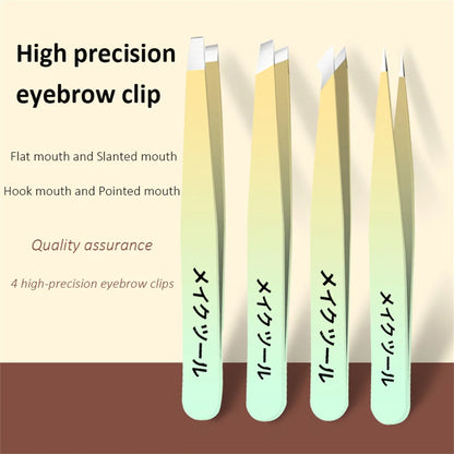 Ouriner Eyebrow Tweezers Set 4 Pcs Stainless Steel Eyebrow Forceps Professional Beauty Tool Set For Facial Hair Inward Growin