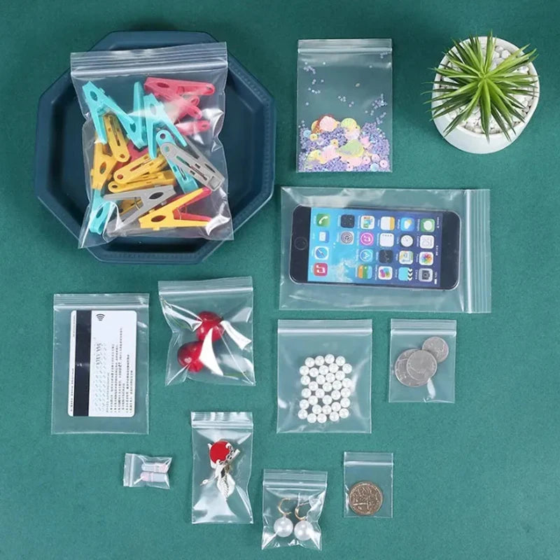 Clear Thick Zip Lock Ziplock Storage Bags Heavy-Duty Transparent Plastic Zip Package Small Jewelry Packing Reclosable Poly Po