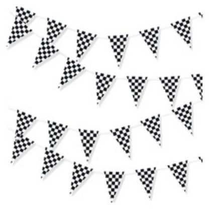10m Longer Race Car Birthday Banner Decoration Black and White Checkered Flag Theme Party Supplies Birthday Decoration