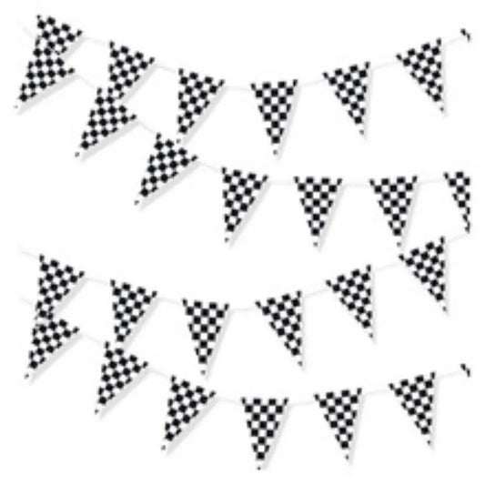 10m Longer Race Car Birthday Banner Decoration Black and White Checkered Flag Theme Party Supplies Birthday Decoration