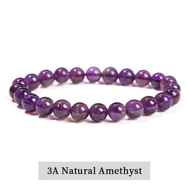 JD Natural Stone Beads Bracelet Amethyst Tiger Eye Crystal Quartz Agate Gem Beads Bangles Women Men Reiki Healling Jewelry Gi