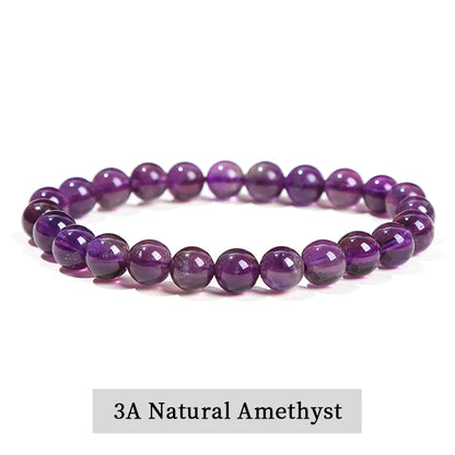 JD Natural Stone Beads Bracelet Amethyst Tiger Eye Crystal Quartz Agate Gem Beads Bangles Women Men Reiki Healling Jewelry Gi