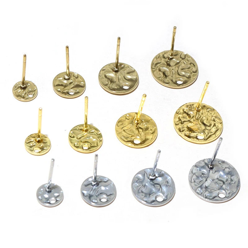 20pcs 6-12mm Stainless Steel Earring Studs Pins Craft Findings for Stud Earrings DIY Jewelry Making Accessories Findings