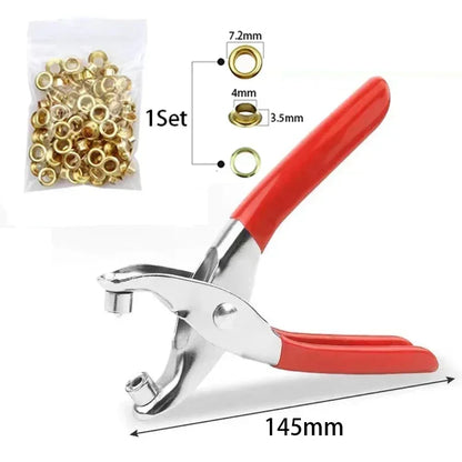 1 Set Grommet Eyelet Plier Set, Eyelet Hole Punch Pliers Kit With 100 4mm Metal Eyelets, Grommet Tool Kit For Leather Cloth